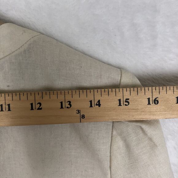 NWT ANN TAYLOR LOFT Linen Cotton Cropped Ruffle Open Jacket Sz 8 Ivory Raw Edge - Picture 9 of 10